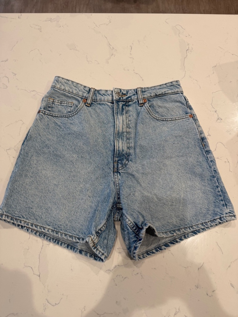 Zara Light Wash High-Rise Denim Shorts